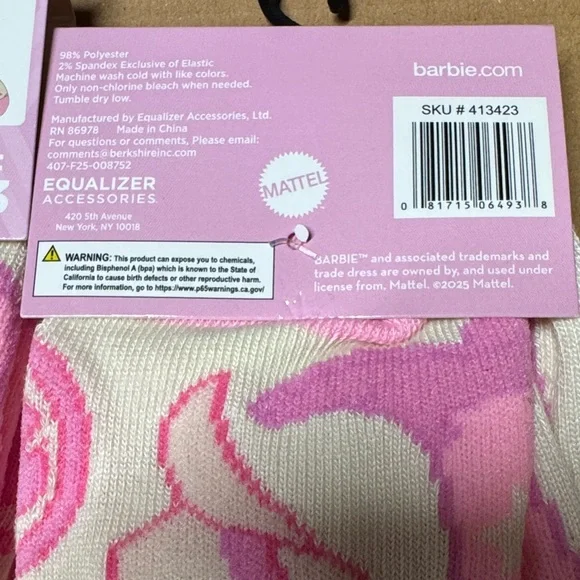 Barbie Pink and Cream cowboy hat Western crew Socks set of 2 size 9-13 - Picture 2 of 5